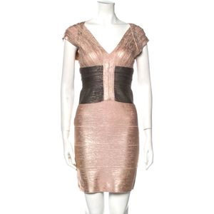Herve Leger rose gold melena dress size medium